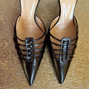 Versace Medusa Women’s black leather strappy mules size 37 1/2